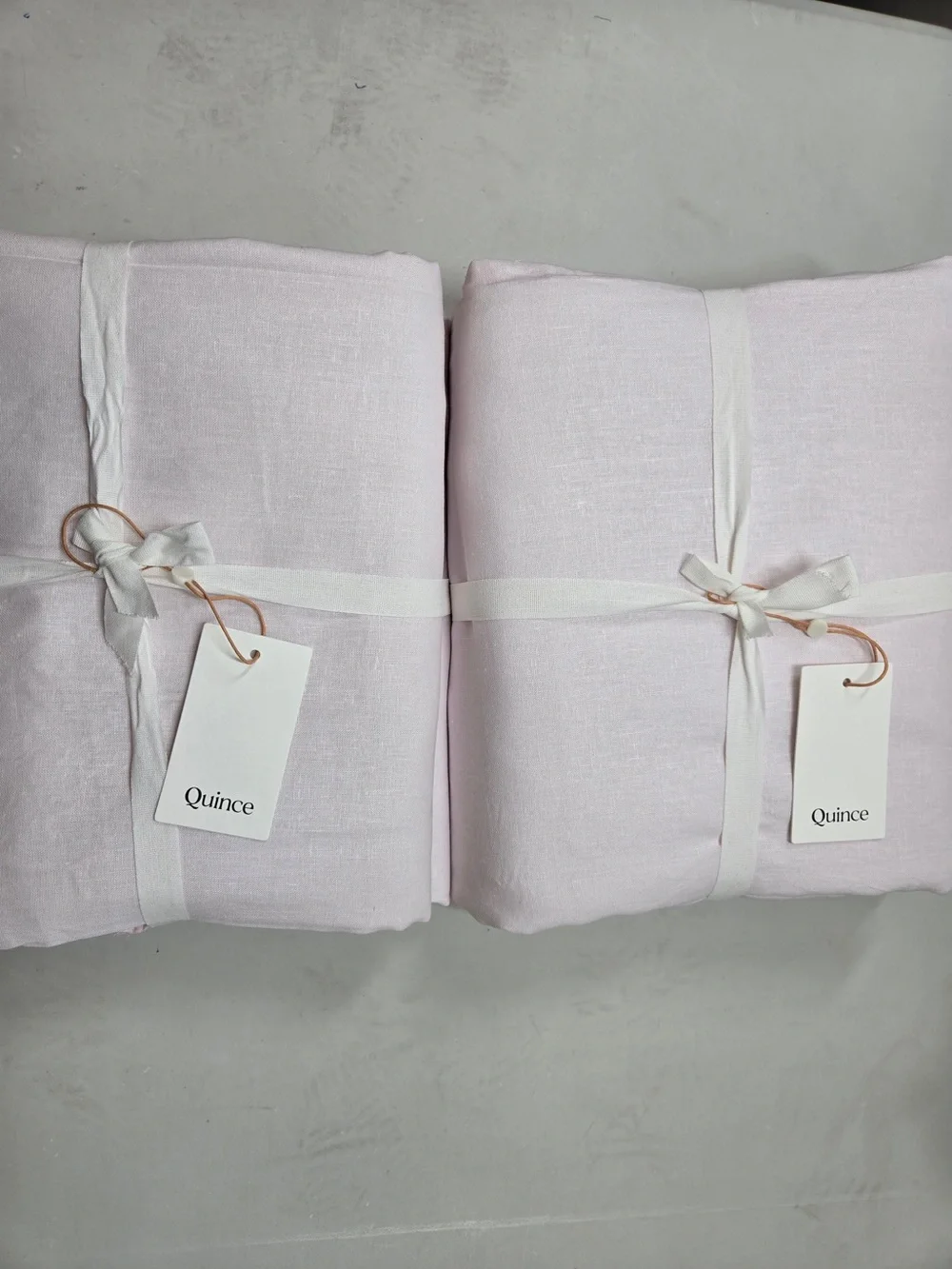 NWT QUINCE Set 2 48x108 European Linen True Blackout Curtains Rose Quartz 9099